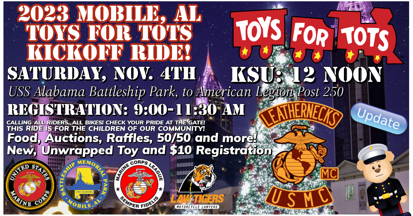 Toys for Tots Motorcycle Ride USS Alabama Battleship Memorial Park